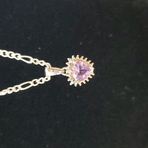 Sterling Siver Amethyst & Diamond Heart Pendant